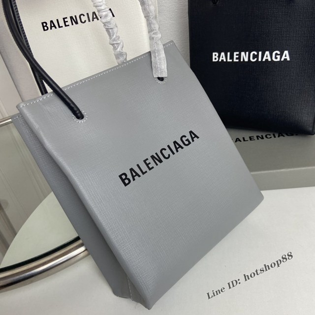 Balenciaga專櫃爆款牙籤紋小牛皮手提購物袋 巴黎世家小號方形購物包 fyj1096